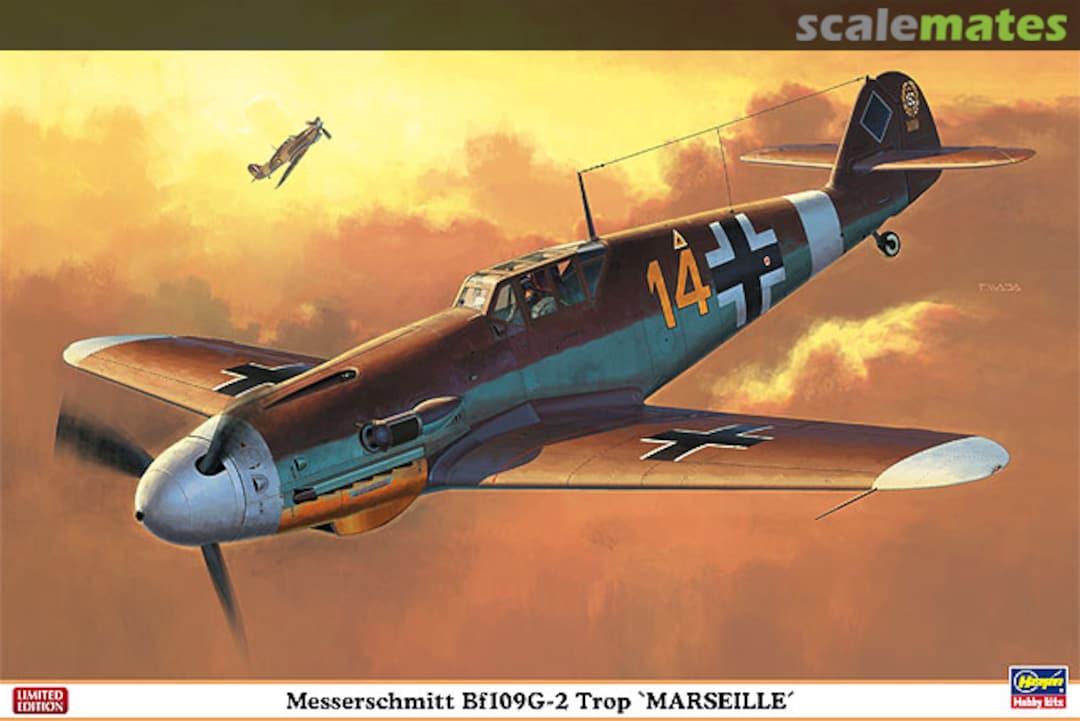 Boxart Messerschmitt Bf109G-2 Trop `Marseille´ 08219 Hasegawa