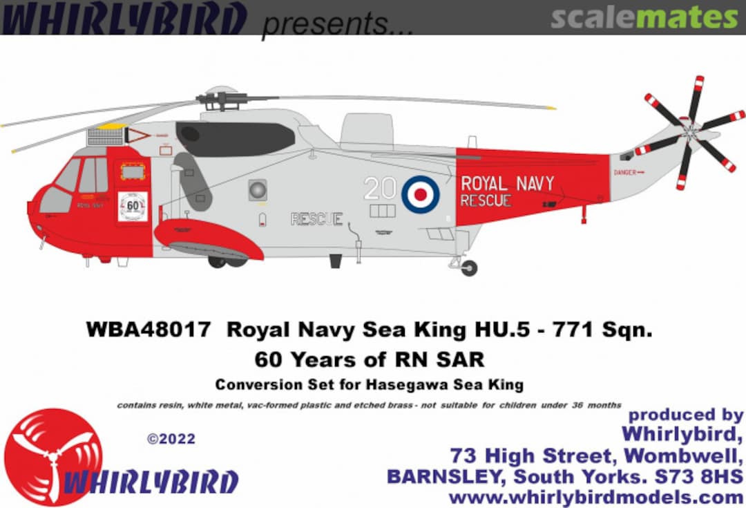 Boxart Royal Navy Sea King HU.5, 771 Sqn. Fleet Air Arm WBA48017 Whirlybird