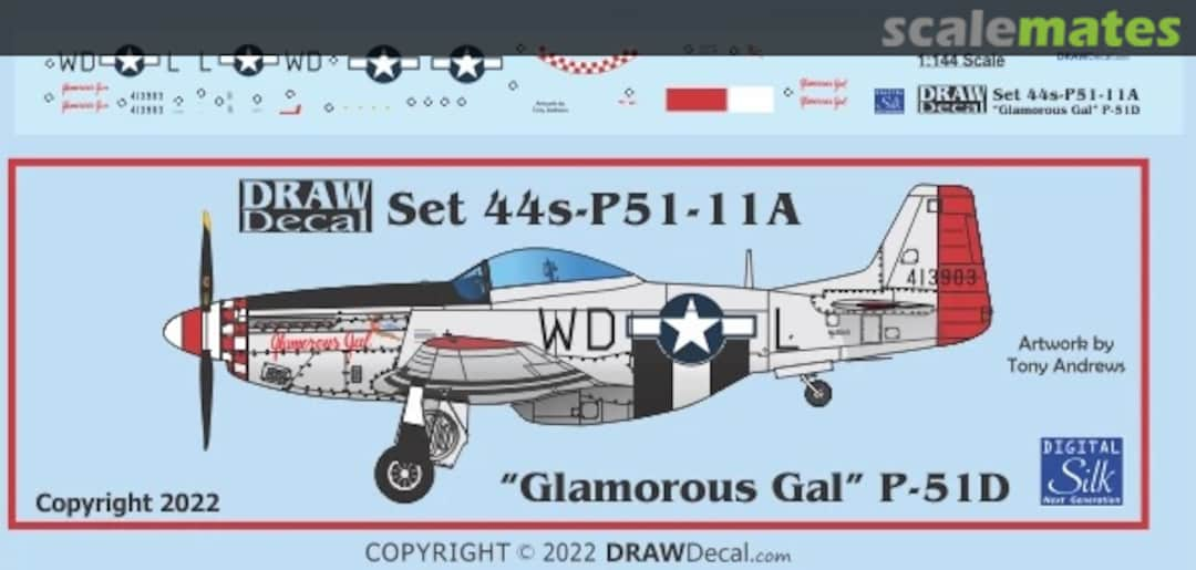 Boxart “Glamorous Gal” P-51D 44-P51-11A Draw Decal