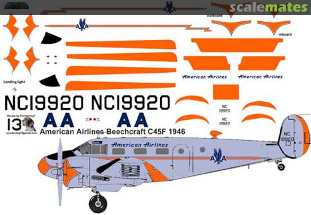 Boxart American Airlines Beechcraft C45F 1946  Pointerdog Decals