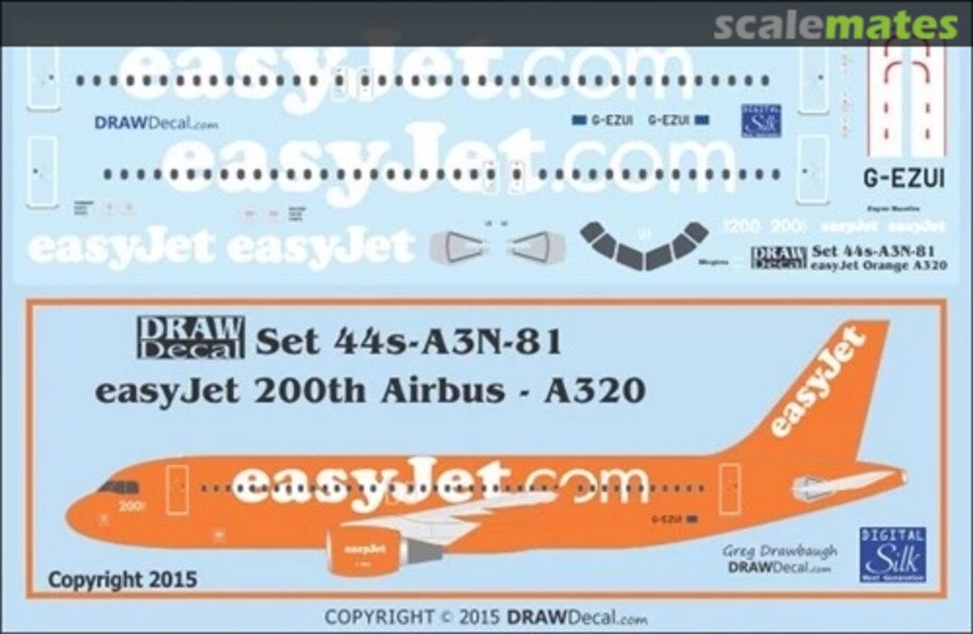 Boxart easyJet 200th Airbus – A320 G-EZUI 44-A3N-81 Draw Decal