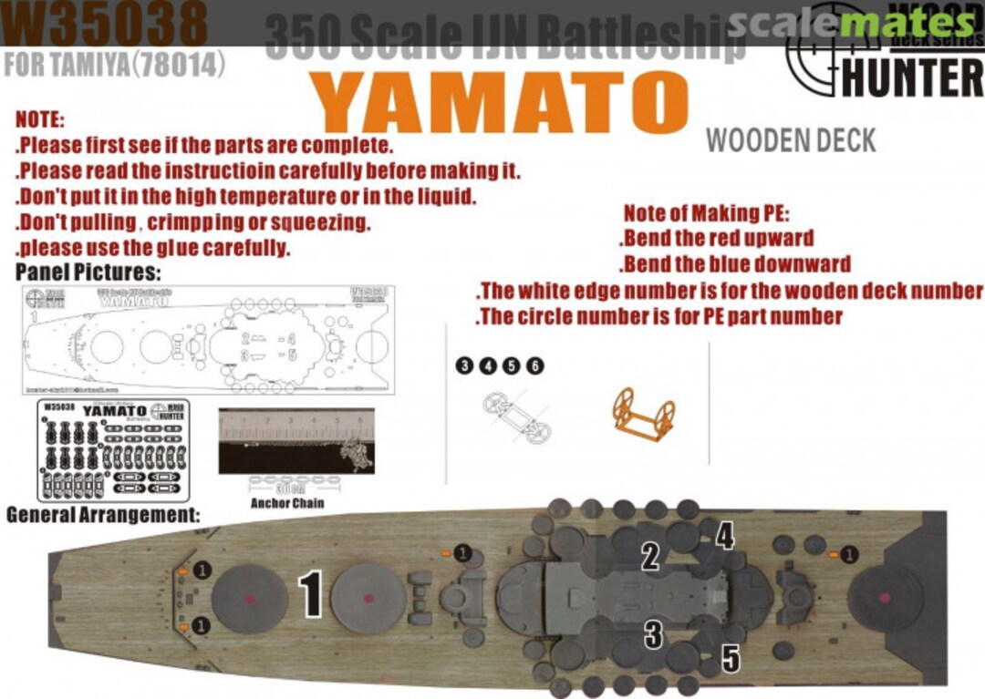 Boxart IJN Battleship Yamato Wooden Deck W35038 Wood Hunter