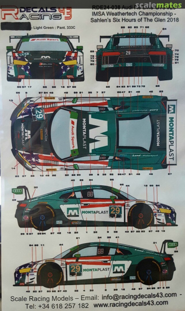 Boxart Audi R8 LMS GT3 #29 Sahlen 6hrs of the Glen 2018 RDE24-038 Racing Decals 43