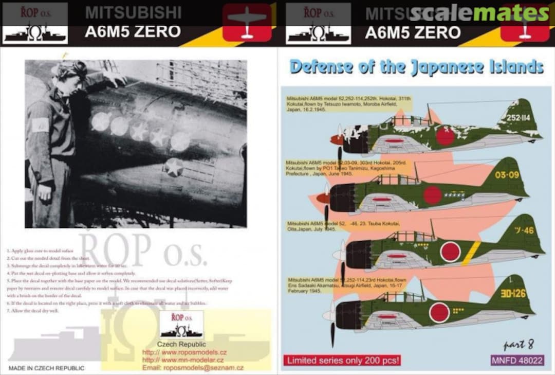 Boxart MITSUBISHI A6M5 ZERO MODEL 52 - DEFENSE OF THE JAPANESE ISLANDS MNFDL48022 ROP o.s.