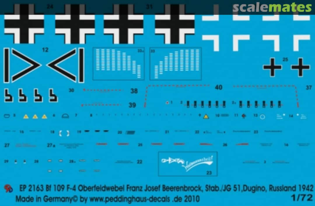 Boxart Bf 109 F-4 Ofw. Franz Josef Beerenbrock Stab JG 51, Russland EP 2163 Peddinghaus-Decals