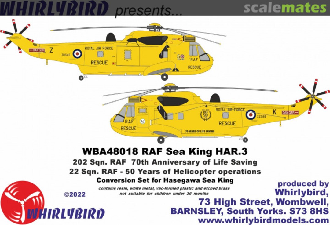 Boxart Royal Air Force Sea King HAR.3, 22 and 202 Sqn. RAF WBA48018 Whirlybird