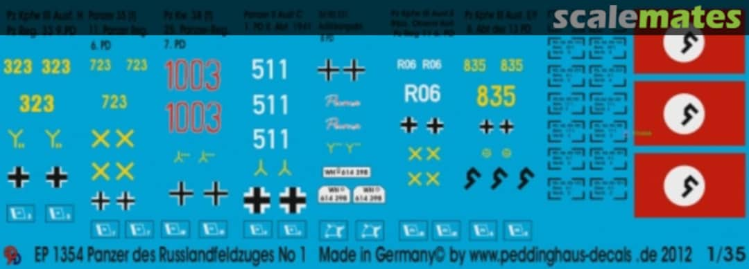 Boxart Deutsche Panzer des Russlandfeldzuges 1941 EP 1354 Peddinghaus-Decals