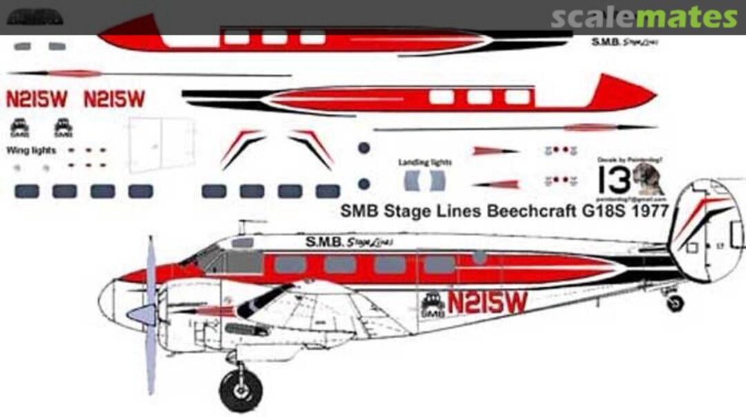 Boxart SMB Stage Lines Beechcraft G18S 1977  Pointerdog Decals