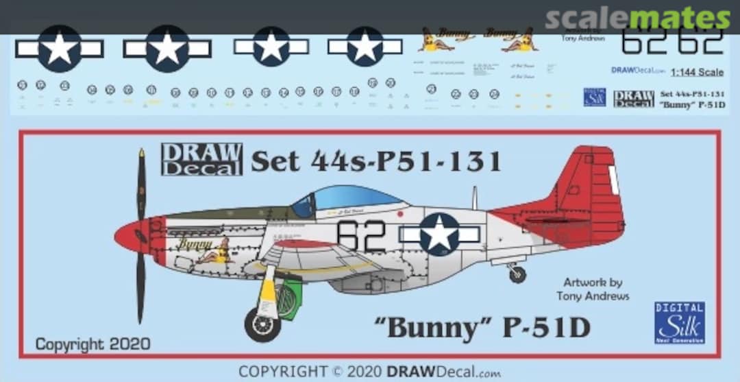 Boxart “Bunny” P-51D 44-P51-131 Draw Decal