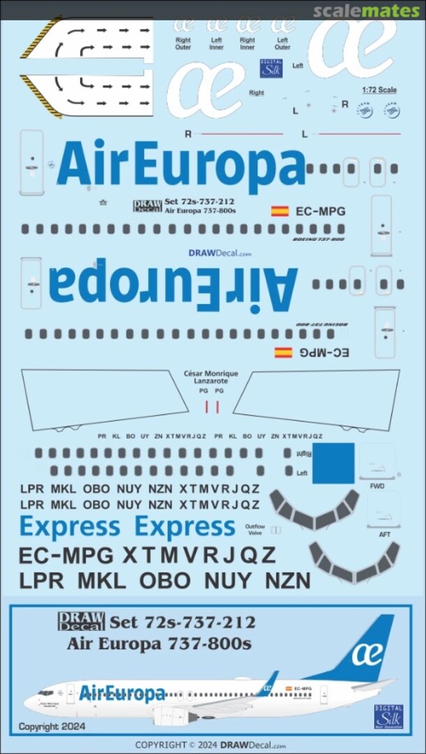 Boxart Air Europa 737-800s 72-737-212 Draw Decal