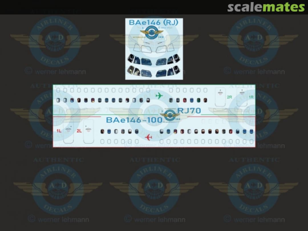 Boxart Cockpit and Cabin Windows RJ70 / BAe 146-100 RJ70 Authentic-Airliner-Decals