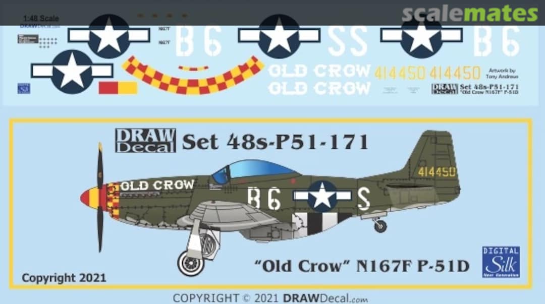 Boxart “Old Crow” N167F P-51D 48-P51-171 Draw Decal