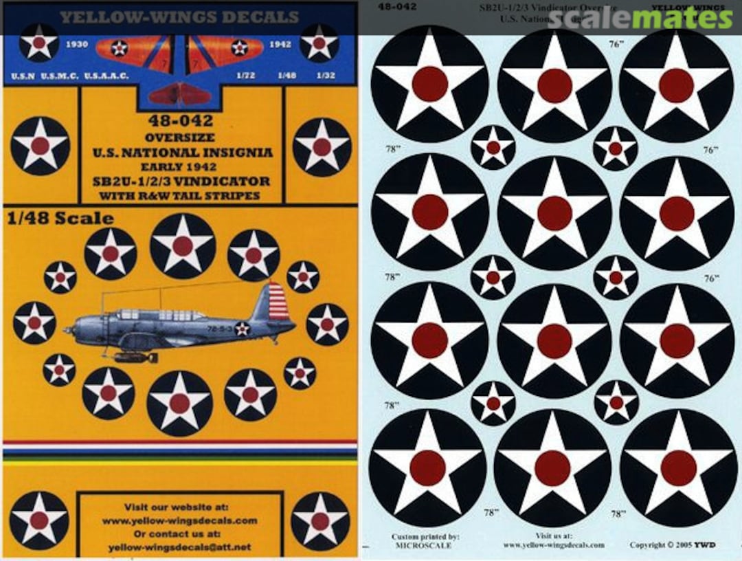 Boxart Oversize US National Insignia Early 42 48-042 Yellow-Wings Decals