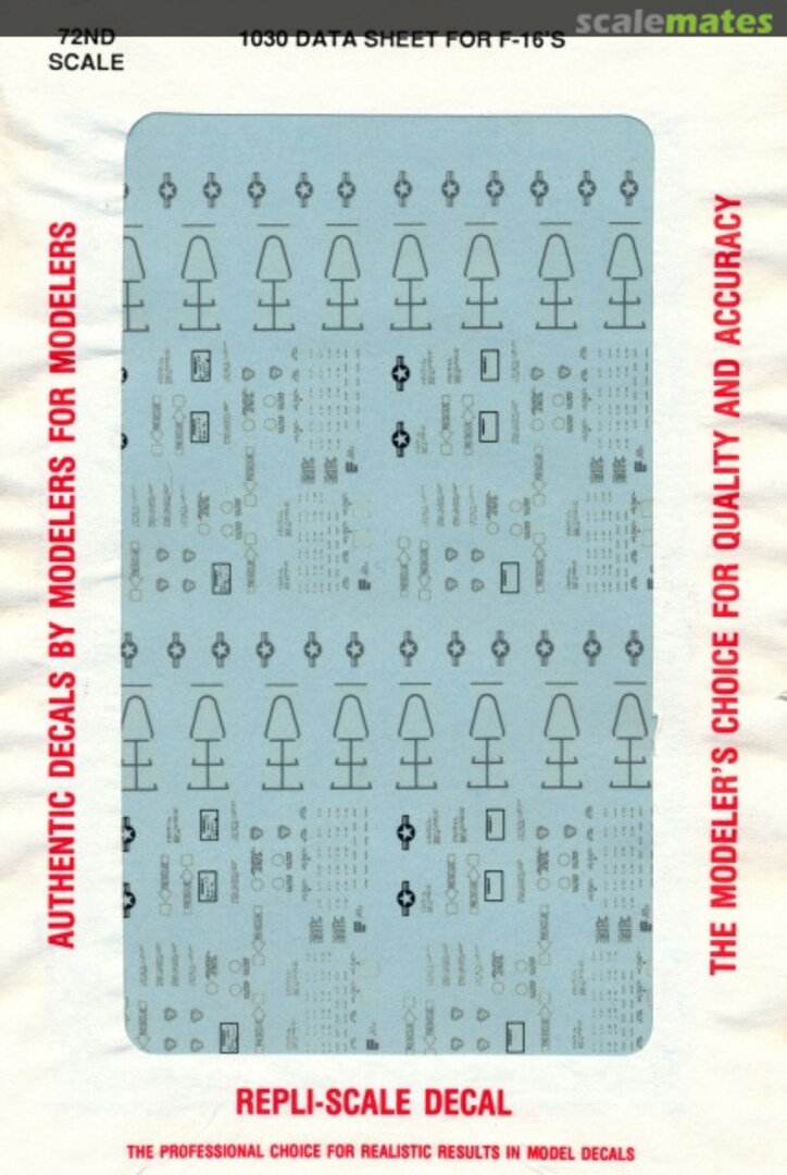 Boxart Data Sheet for F-16's 1030 Repli-scale