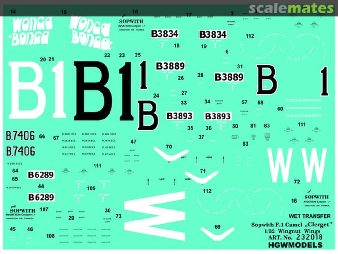 Boxart Sopwith F.1 Camel "Clerget" - Decalset 232018 HGW Models