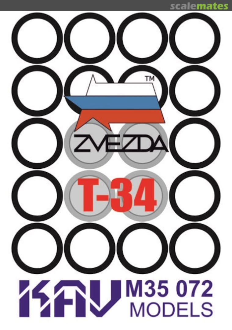 Boxart Wheels template T-34 (Zvezda) KAV M35 072 KAV models