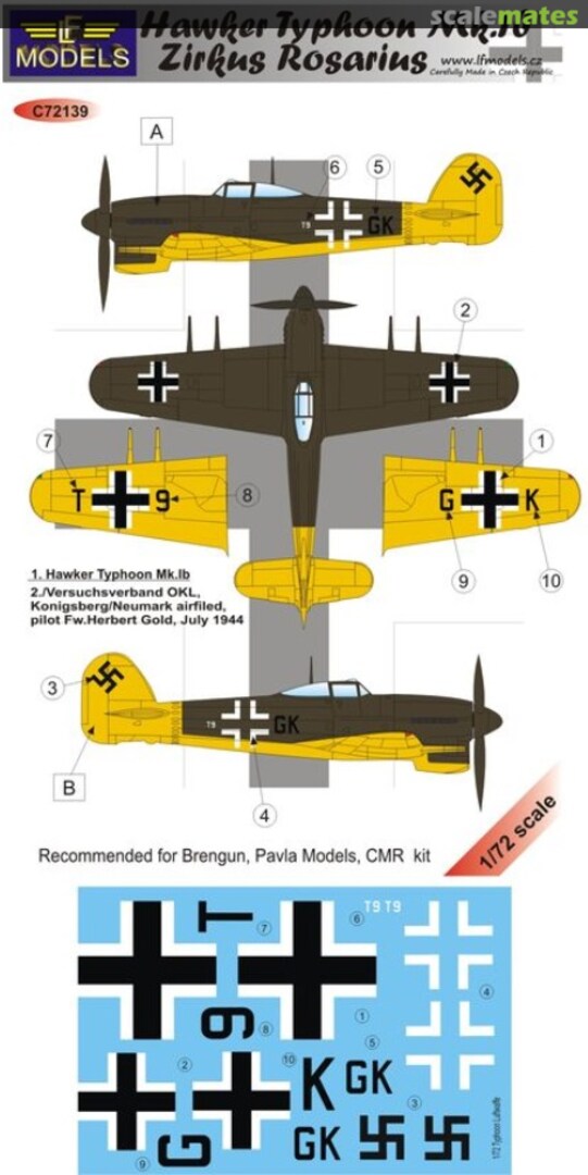 Boxart Hawker Typhoon Mk.1b Zirkus Rosarius C72139 LF Models