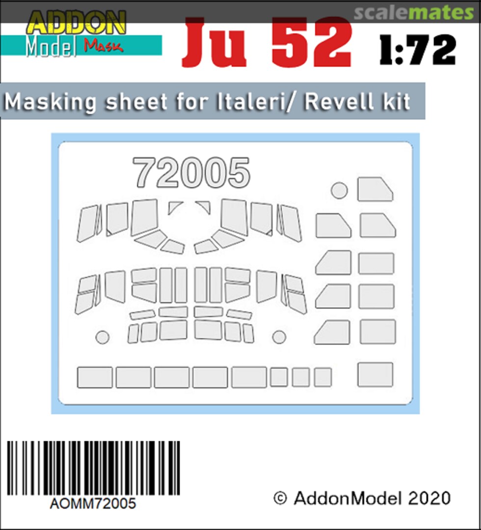 Boxart Ju 52 mask for Italeri/ Revell 1:72 AOMM72005 AddON model