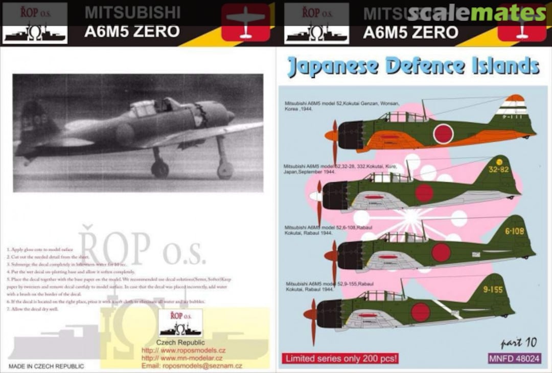 Boxart MITSUBISHI A6M5 ZERO MODEL 52 - JAPANESE DEFENCE ISLANDS MNFDL48024 ROP o.s.