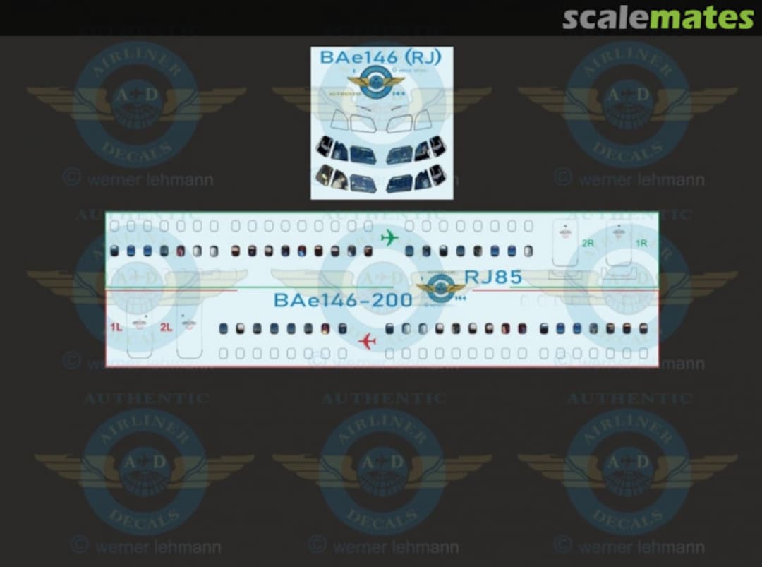 Boxart Cockpit and Cabin Windows RJ85 / BAe 146-200 RJ85 Authentic-Airliner-Decals