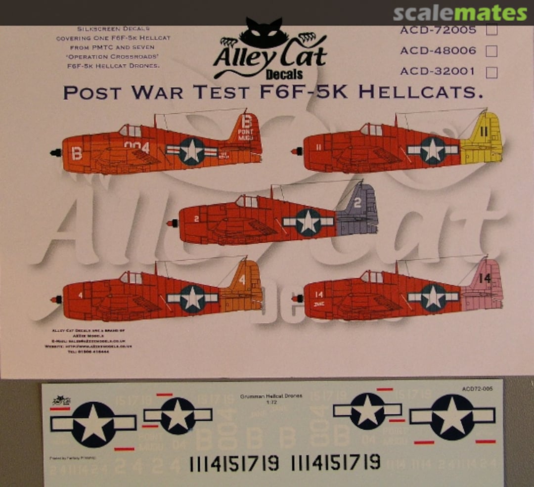 Boxart Post War Test F6F-5K Hellcats ACD-72005 Alley Cat