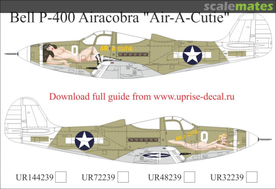 Boxart P-400 Airacobra Air-A-Cutie with stencils, FFA (removable film) UR72239 UpRise