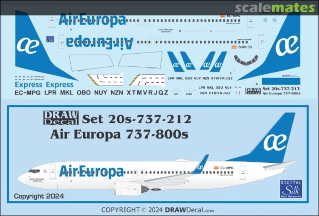 Boxart Air Europa 737-800s 20-737-212 Draw Decal