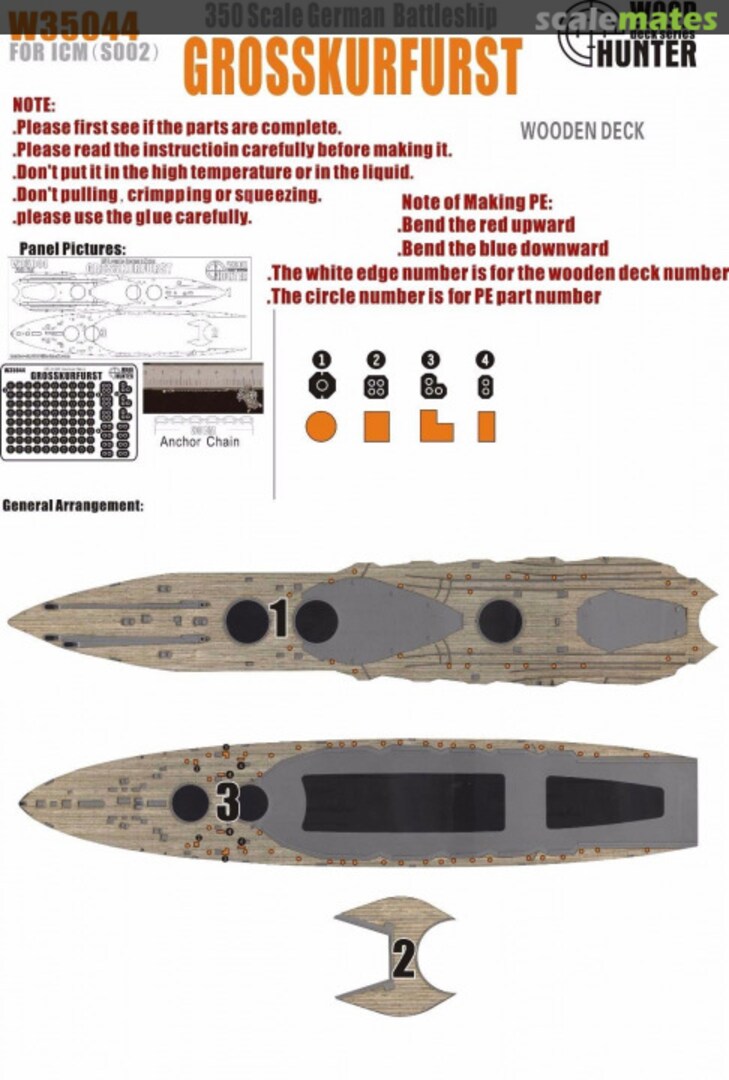 Boxart German Battleship Grosser Kurfurst Wooden Deck W35044 Wood Hunter