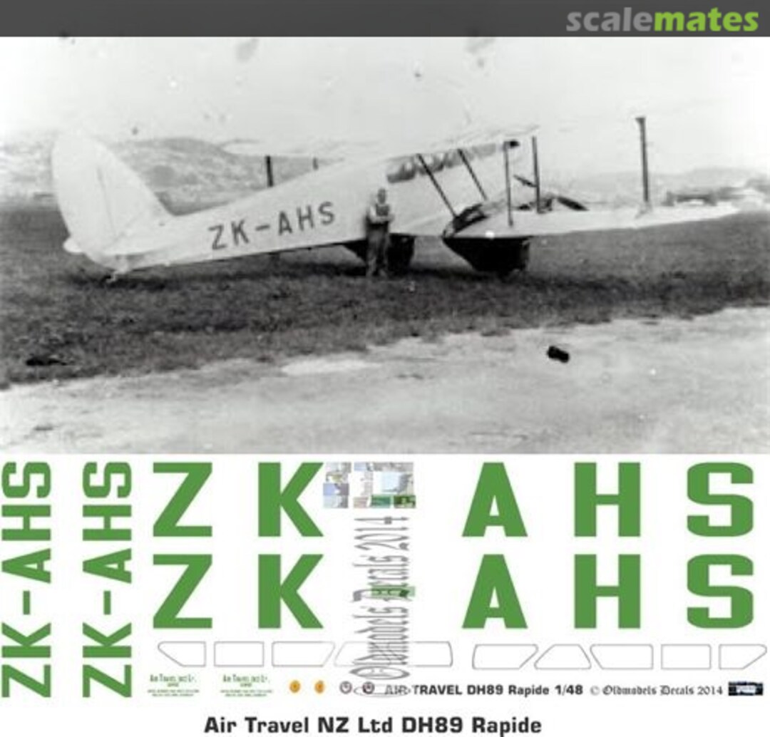 Boxart Air Travel NZ Ltd. DH89 OMD0417A Oldmodels Decals