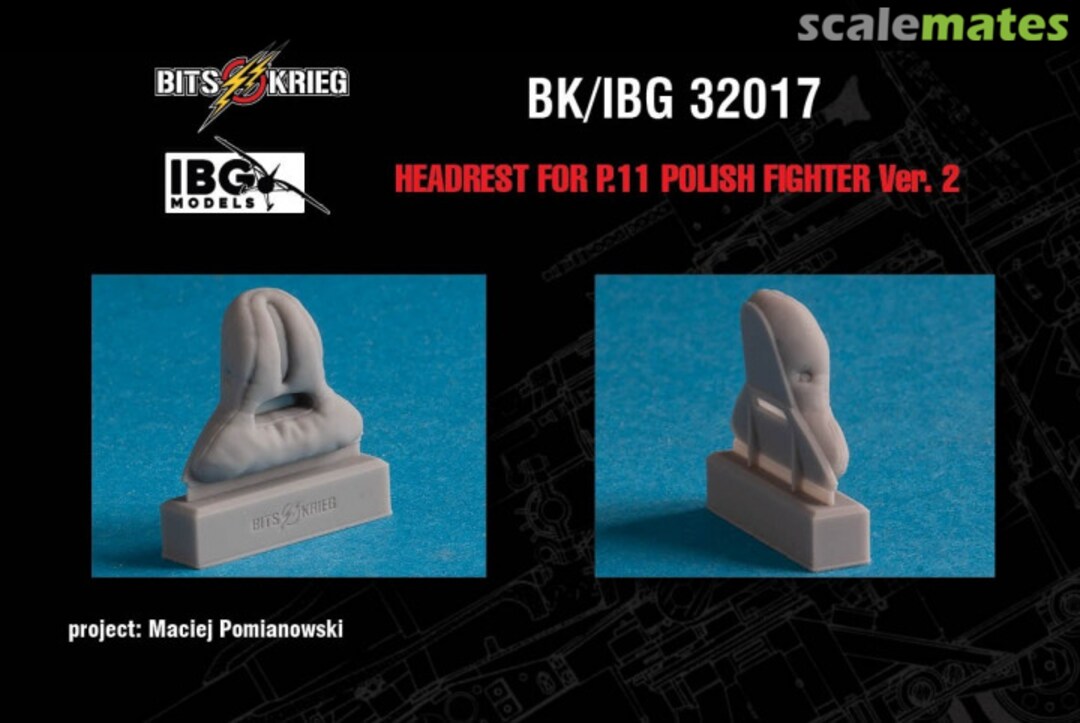 Boxart Headrest for PZL P.11C Polish Fighter (fits IBG 32001) version 2 BK/IBG 32017 BitsKrieg