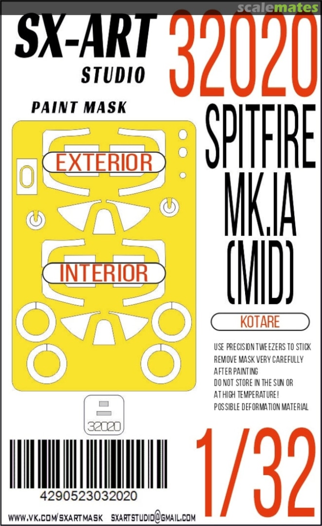 Boxart Spitfire Mk. IA (Mid) masks 32020 SX-Art