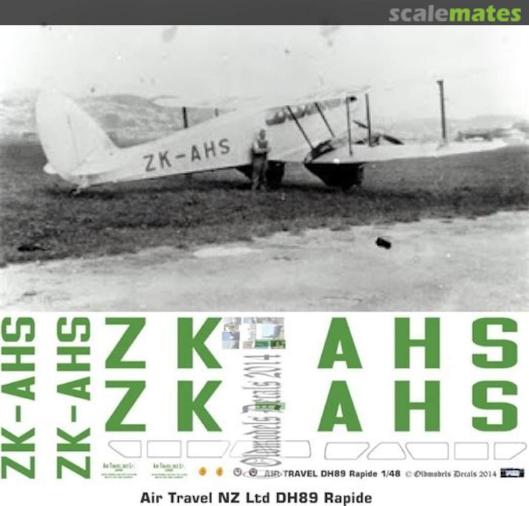 Boxart Air Travel NZ Ltd. DH89 OMD0417B Oldmodels Decals