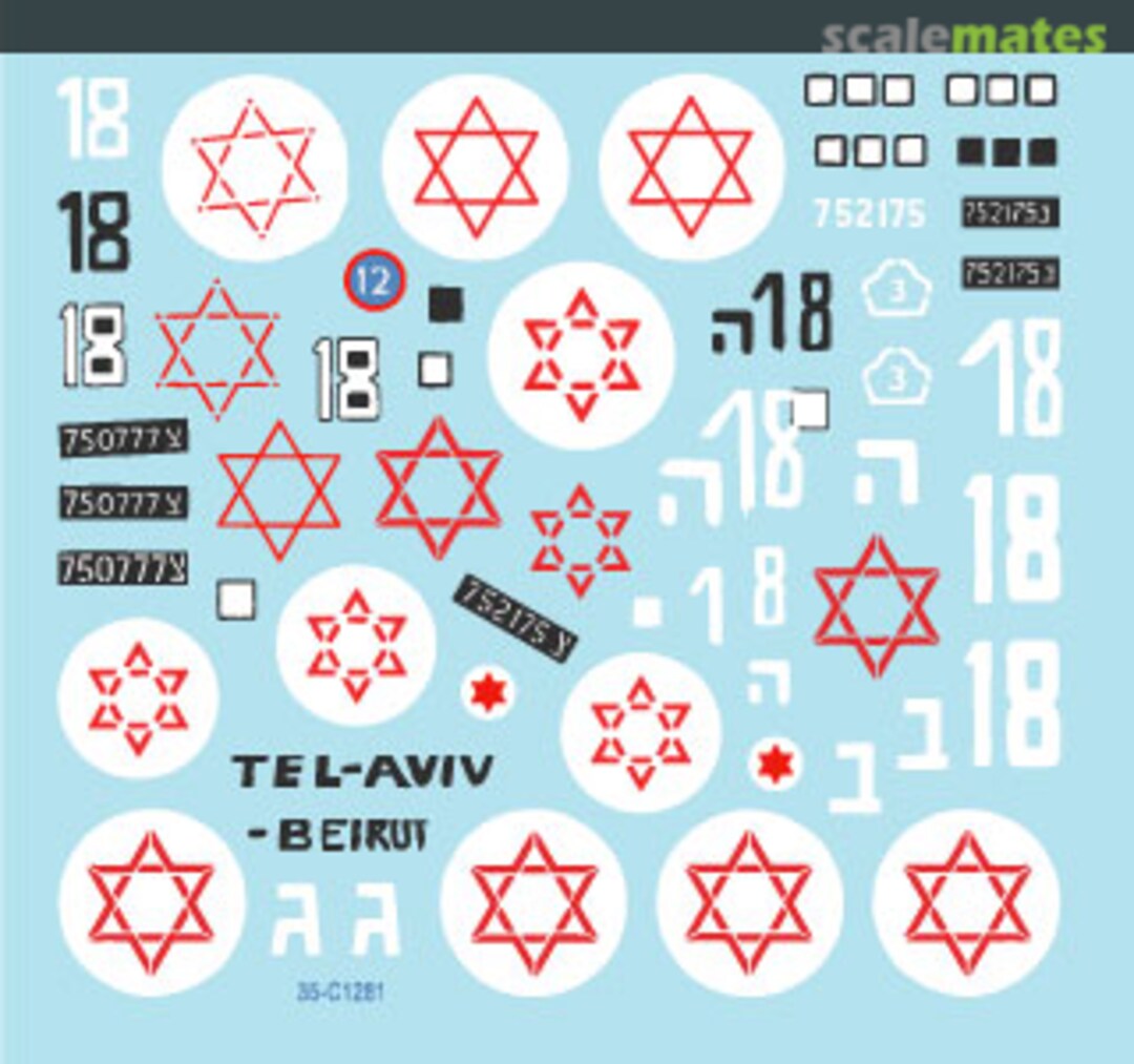 Contents M113 Ambulance markings. IDF in Lebanon 1978 and 1982 35-C1281 Star Decals