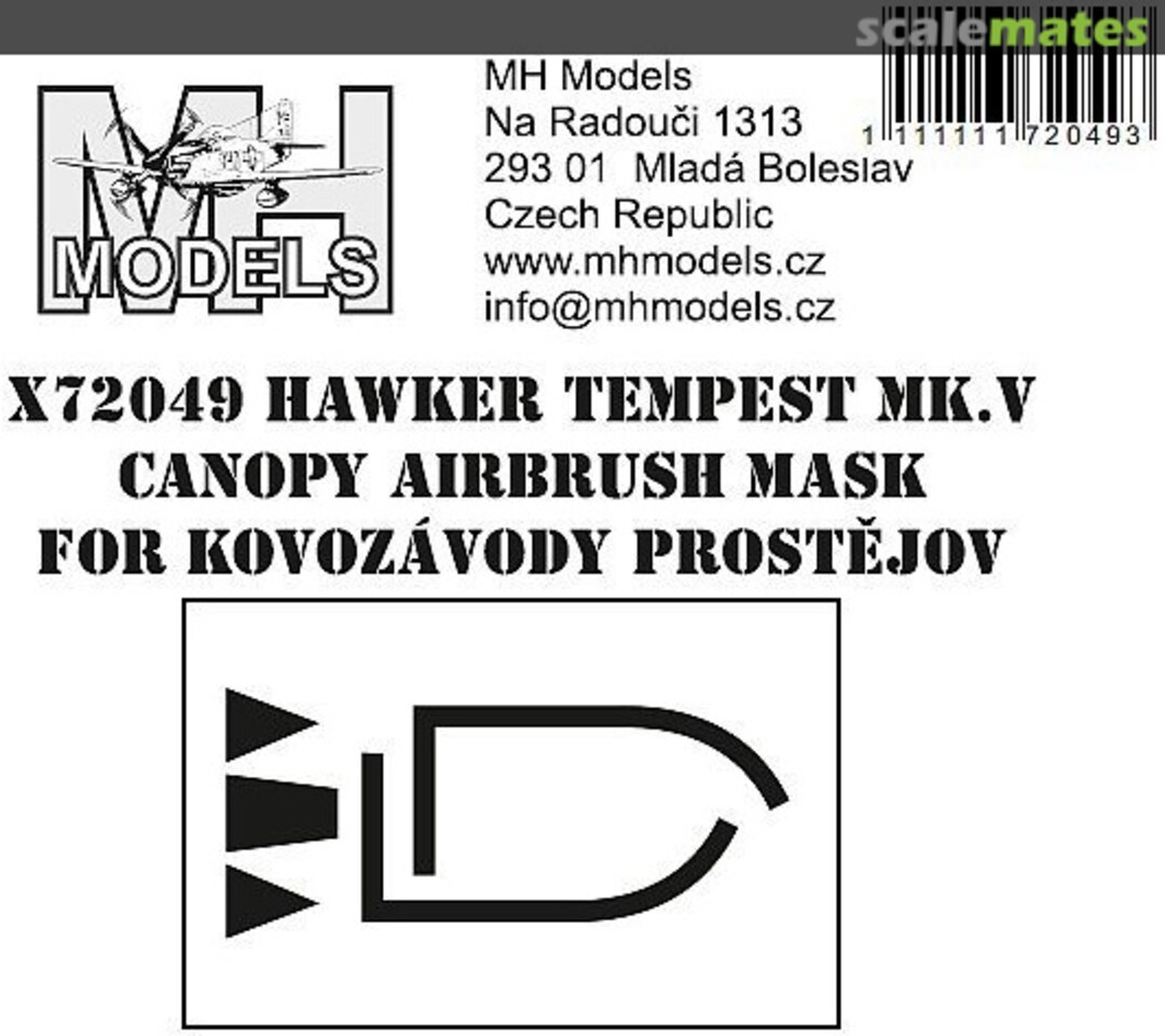 Boxart Hawker Tempest Mk.V Canopy Airbrush Mask X72049 MH Models