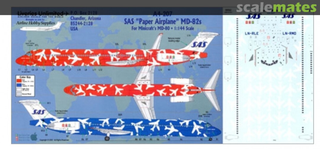 Boxart SAS "Paper Airplanes" MD-82s A4-207 Liveries Unlimited/Airway Graphics