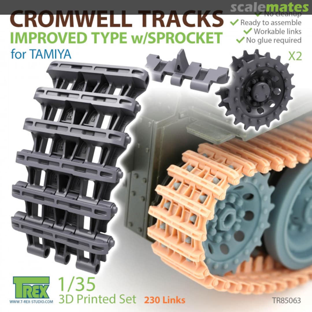 Boxart Cromwell Cruiser Tank Improved Track Tracks w/Starting Wheels TR85063 T-Rex Studio