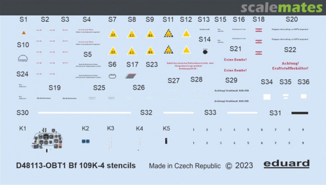 Boxart Bf 109K-4 stencils D48113 Eduard