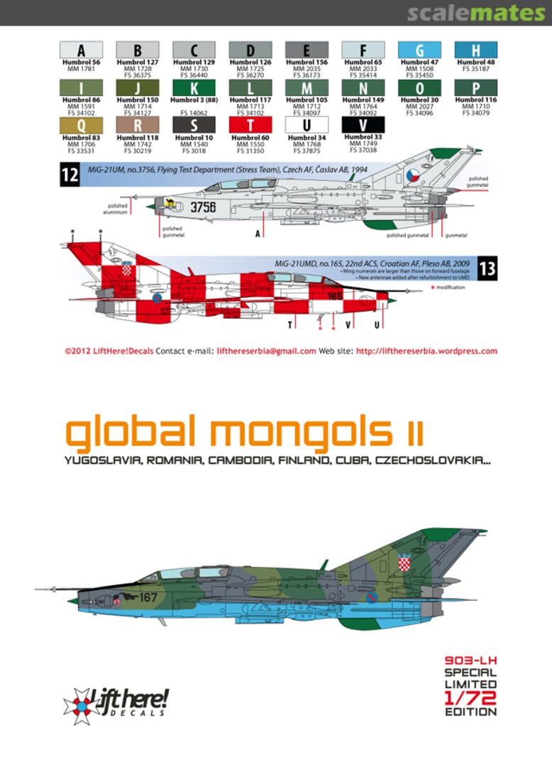 Boxart Global Mongols II 903-LH Lift Here Decals