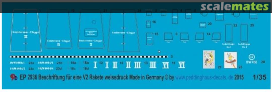 Boxart Aggregat-4 V-2 Rocket Markings WWII (White) 2936 Peddinghaus-Decals