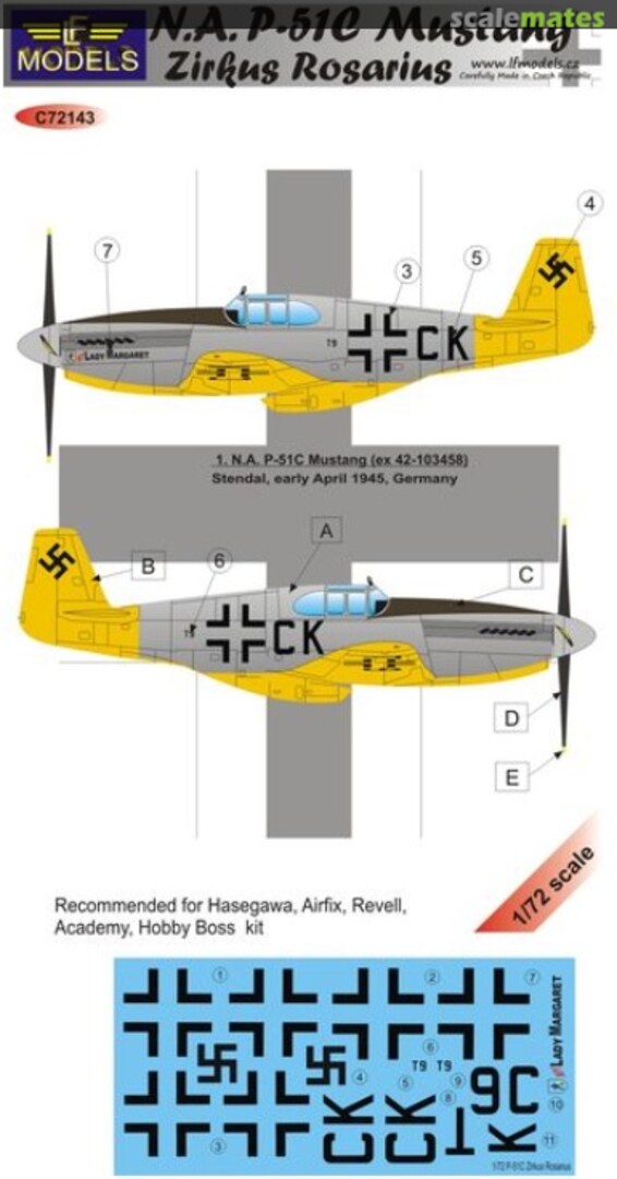 Boxart North-American P-51C Mustang Zirkus Rosarius Pt.1 C72143 LF Models