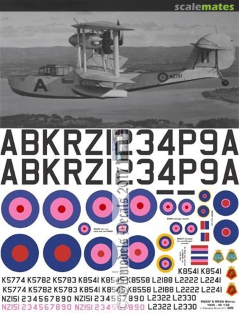 Boxart RNZAF and RNZN Walrus OMD1149 Oldmodels Decals