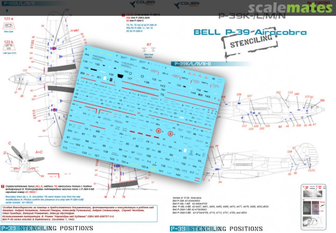 Boxart Bell &#1056;-39 Stenciling Part II (P-39 K,L,M,N) 72090 Colibri Decals