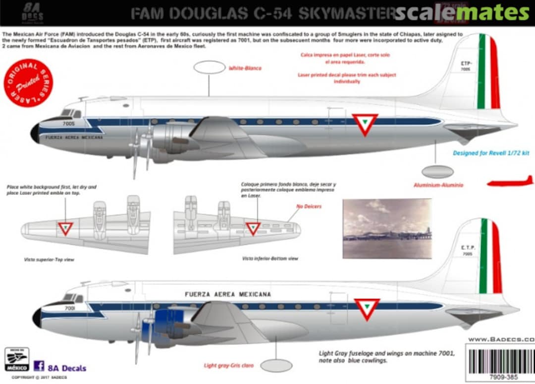 Boxart MEXICAN AIR FORCE C-54 1/72 7909-385-72 8aDecs