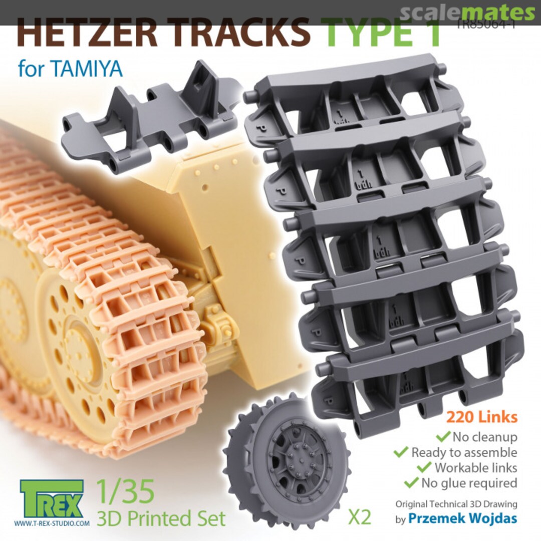 Boxart Tracks for the German Hetzer Tank Destroyer Type1 w/Start Wheels TR85064-1 T-Rex Studio