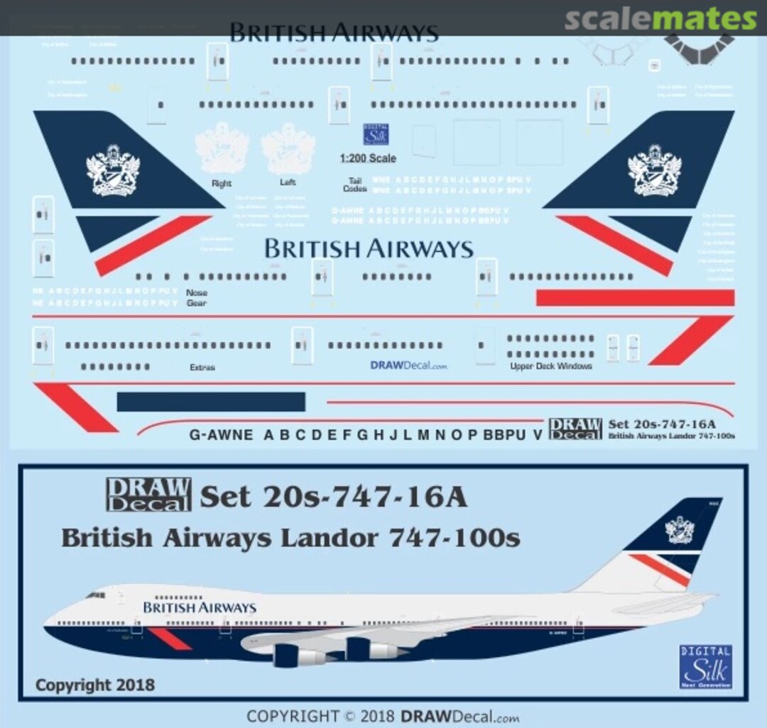 Boxart British Airways “Landor” 747-100s 20-747-16A Draw Decal