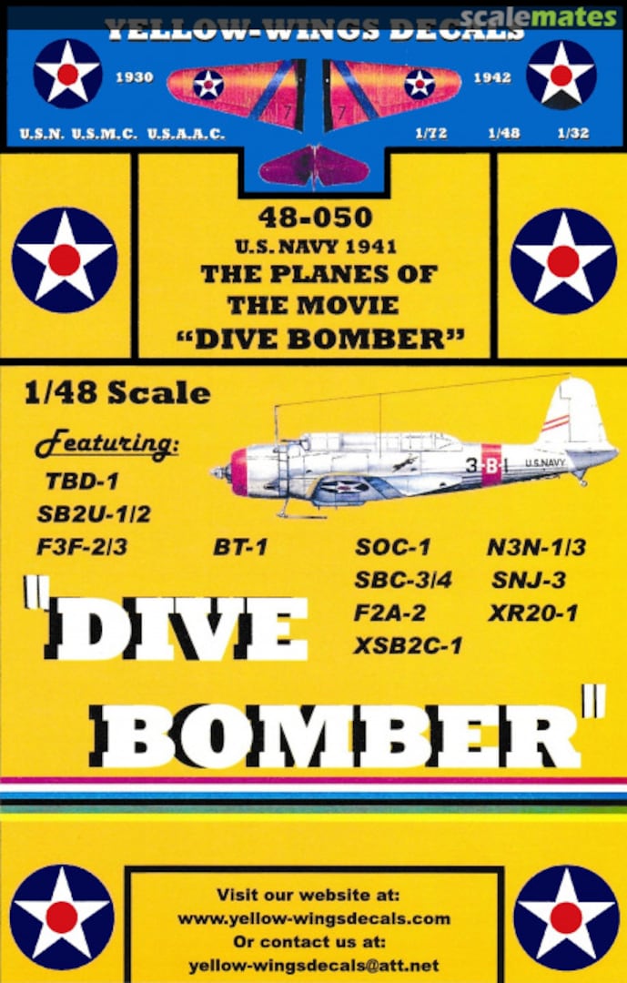 Boxart The Planes of the Movie "Dive Bomber" 48-050 Yellow-Wings Decals