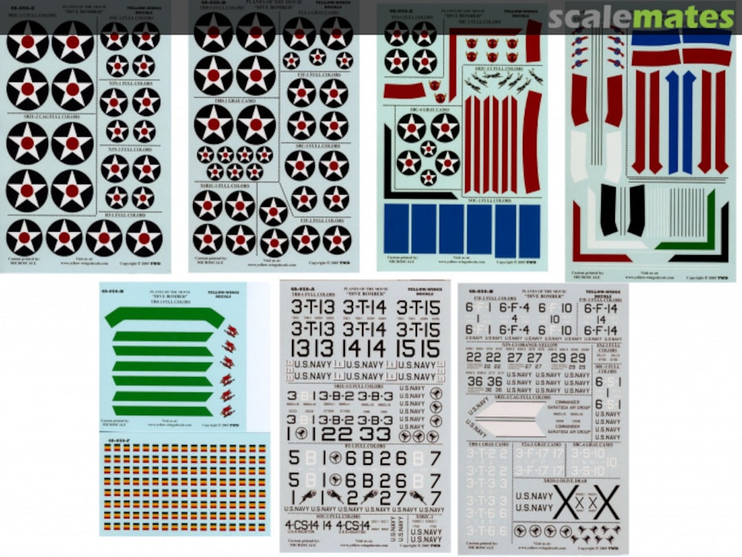 Contents The Planes of the Movie "Dive Bomber" 48-050 Yellow-Wings Decals