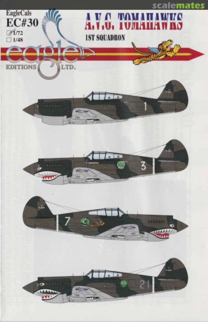 Boxart A.V.G. Tomahawks EagleCals EC72-30 Eagle Editions