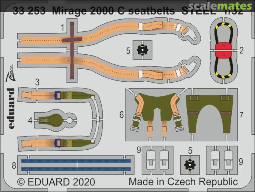 Boxart Mirage 2000 C seatbelts STEEL KITTY HAWK 33253 Eduard