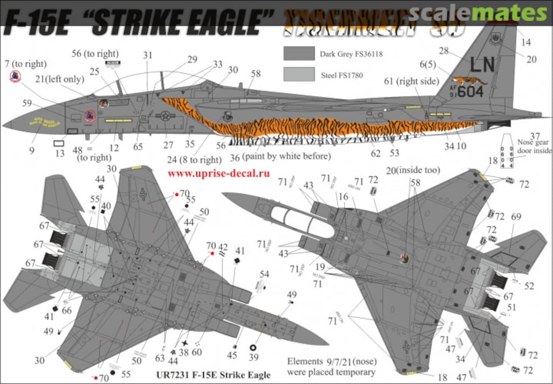 Boxart F-15E Strike Eagle Tigermeet'98 with stencils (FFA- removable film) UR7231 UpRise Decal Serbia